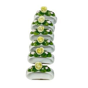 1960s Alboth & Kaiser AK Crown Rose Porcelain Napkin Rings yellow Set of 6